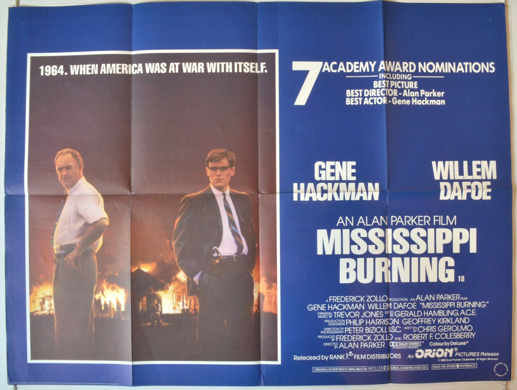 Mississippi Burning   Original British Quad Poster - Movie Poster