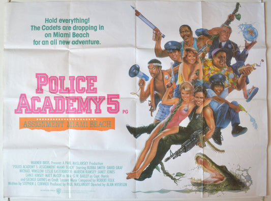 Police Academy 5 : Assignment Miami Beach   Original British Quad Poster - Movie Poster