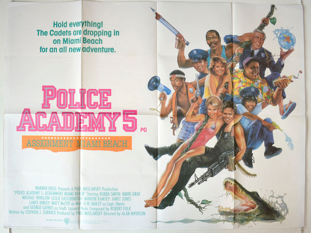 Police Academy 5 : Assignment Miami Beach Original British Quad Poster - Movie Poster