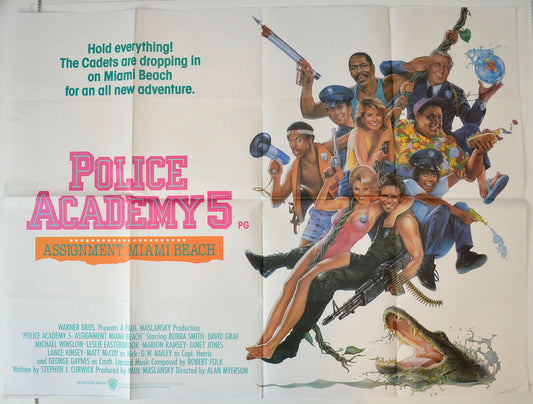 Police Academy 5 : Assignment Miami Beach Original British Quad Poster - Movie Poster