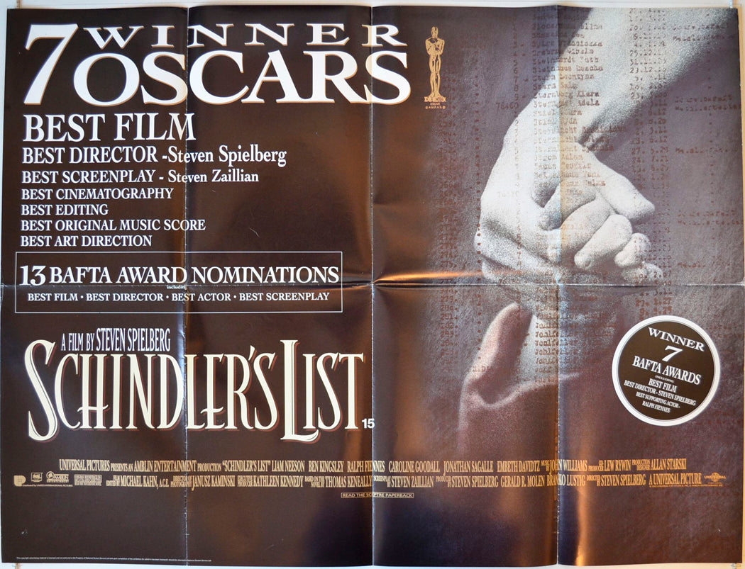 Schindler's List Original British Quad Poster - Movie Poster