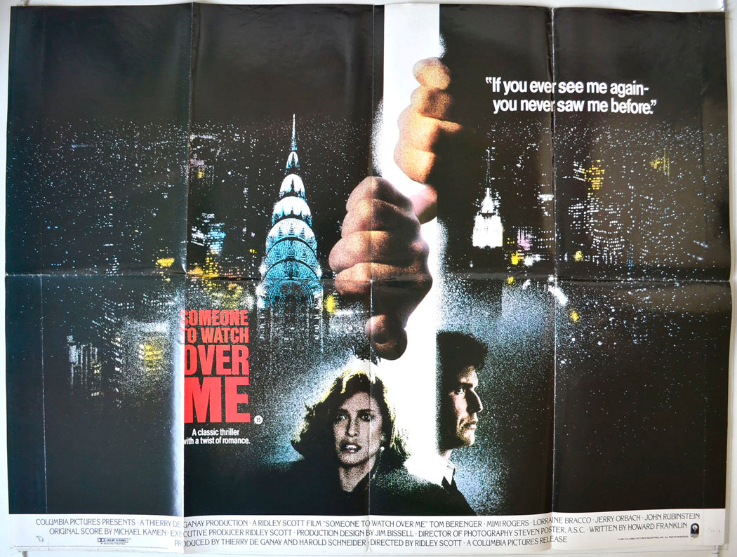 Someone To Watch Over Me   Original British Quad Poster - Movie Poster