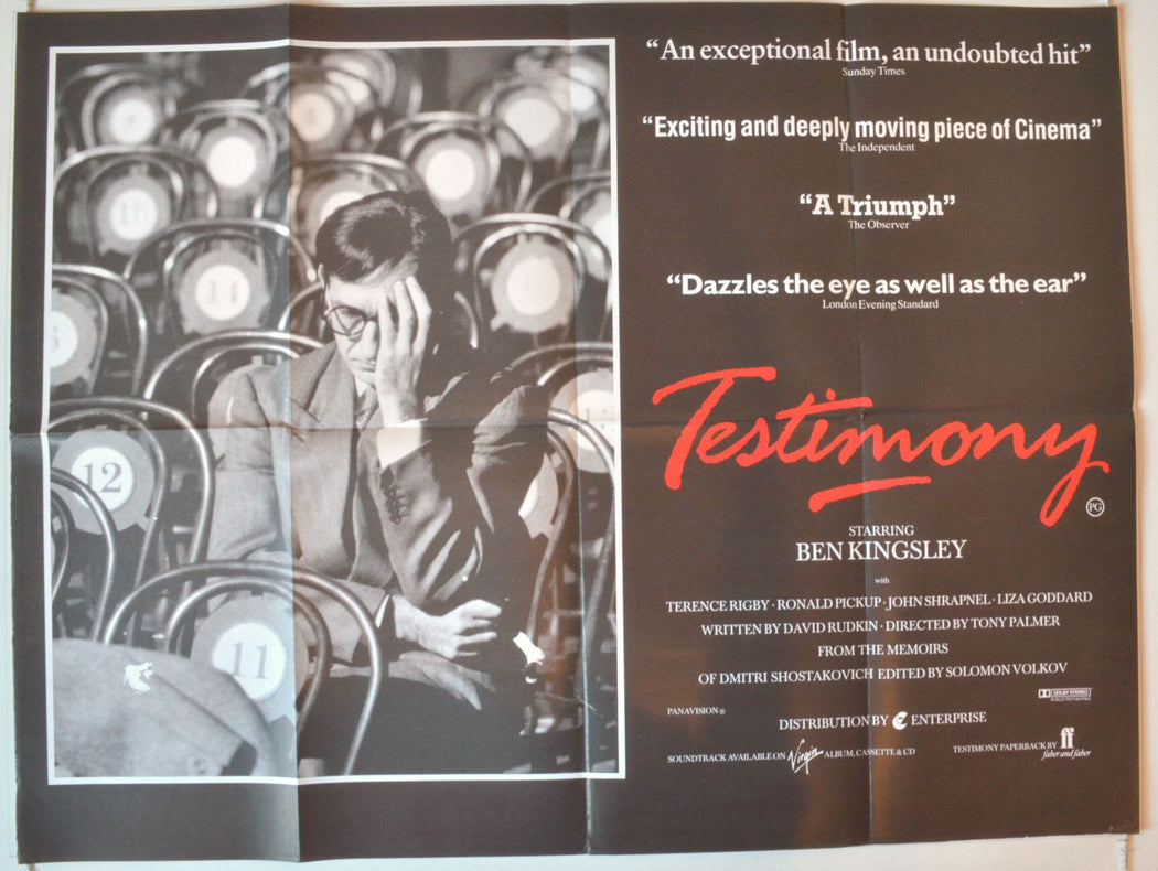 Testimony  (From the memoirs of Dmitri Shostakovich)   Original British Quad Poster - Movie Poster