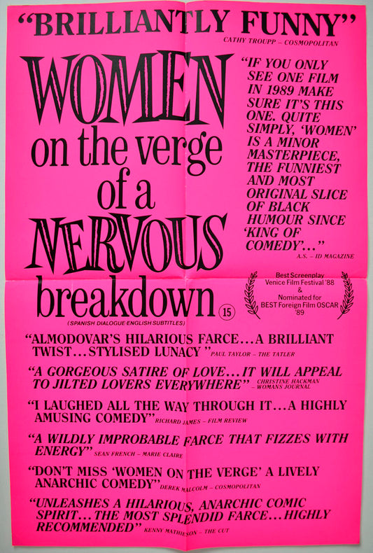 Women On The Verge Of A Nervous Breakdown  (a.k.a. MUJERES AL BORDE DE UN ATAQUE DE NERVIOS)   Original Double Crown Poster - Movie Poster