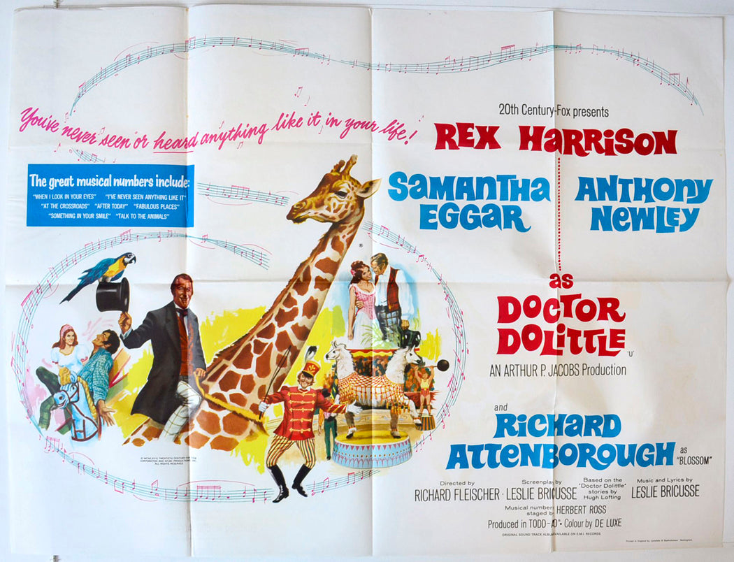 Doctor Dolittle  Original British Quad Poster - Movie Poster