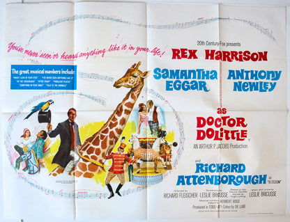 Doctor Dolittle  Original British Quad Poster - Movie Poster