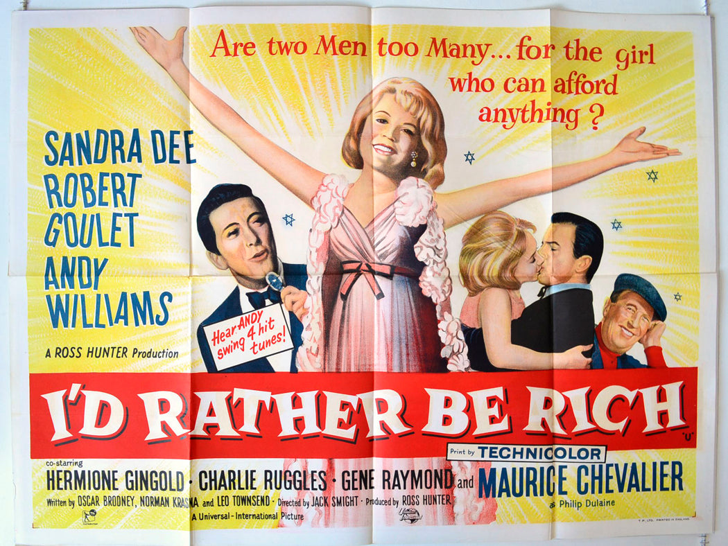 I'd Rather Be Rich Original British Quad Poster - Movie Poster