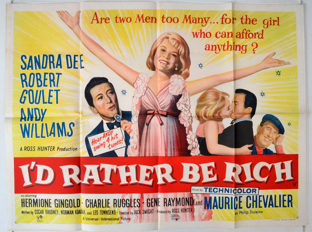 I'd Rather Be Rich Original British Quad Poster - Movie Poster