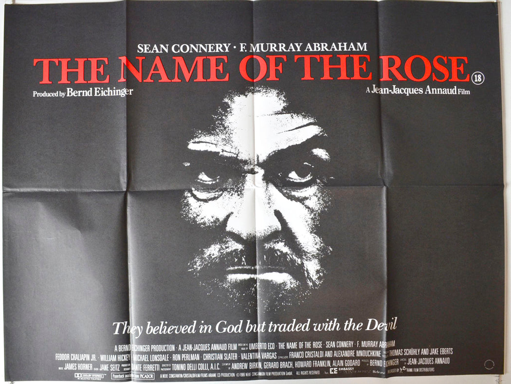 The Name Of The Rose Original British Quad Poster - Movie Poster