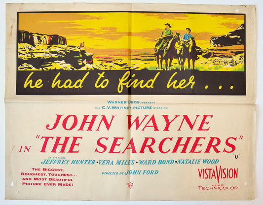 The Searchers   (Original UK Half Sheet Poster)  Original Half Sheet Poster - Movie Poster