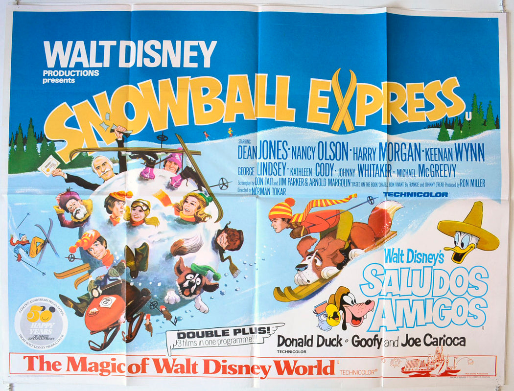 The Snowball Express   (Double Bill includesSaludos Amigos plusThe Magic Of Walt Disney World)  Original British Quad Poster - Movie Poster