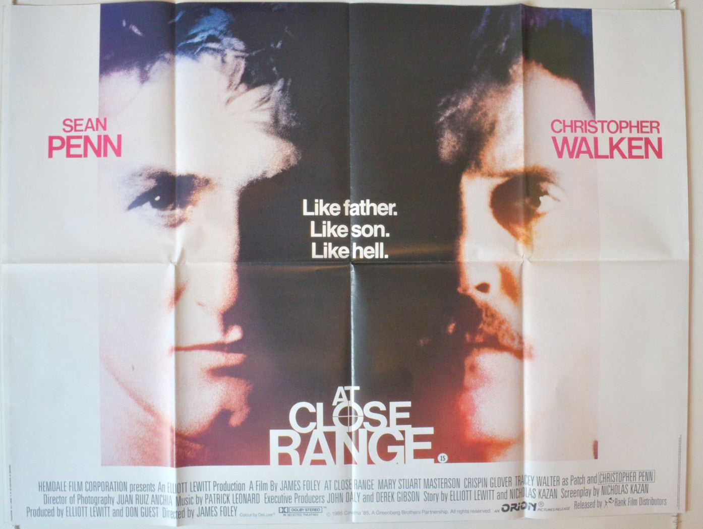 At Close Range   Original British Quad Poster - Movie Poster