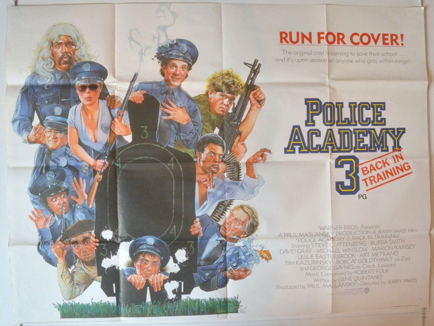 Police Academy 3 : Back In Training   Original British Quad Poster - Movie Poster