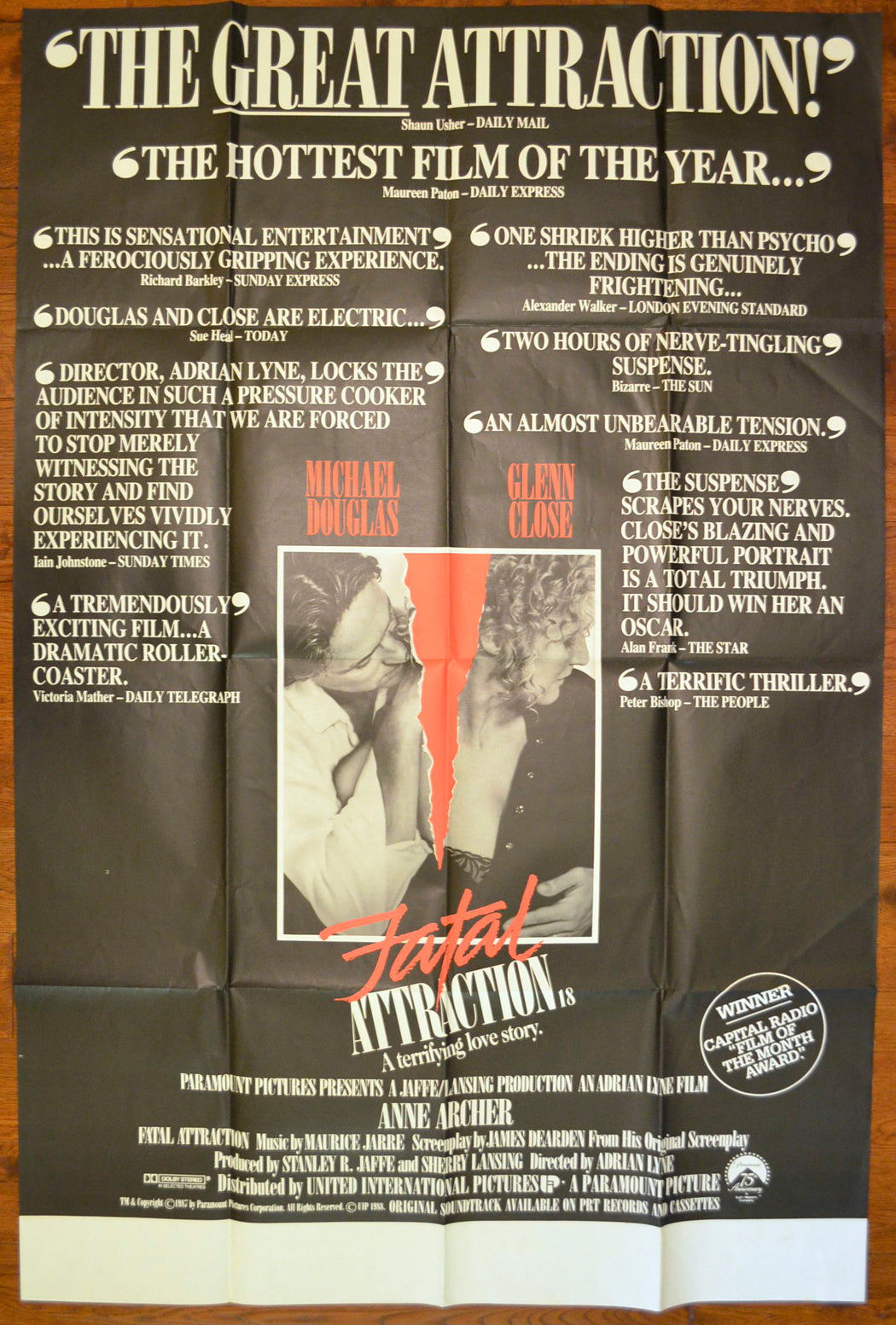 Fatal Attraction Original UK BUS STOP Poster - Movie Poster