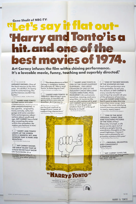 Harry And Tonto Original One Sheet Poster - Movie Poster