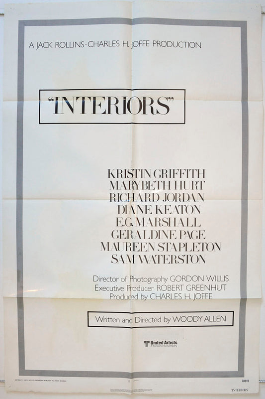 Interiors Original One Sheet Poster - Movie Poster