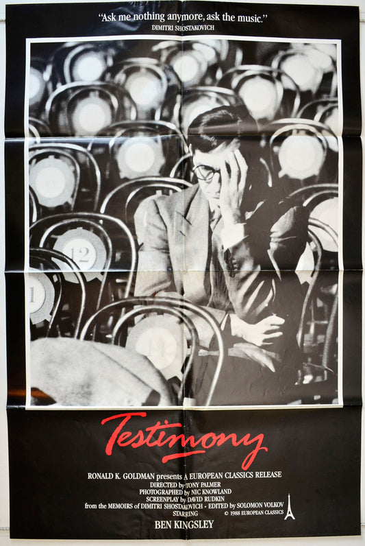 Testimony   (From the memoirs of Dmitri Shostakovich)  Original One Sheet Poster - Movie Poster