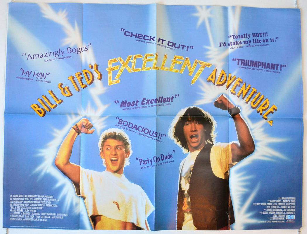 Bill And Ted's Excellent Adventure Original British Quad Poster - Movie Poster