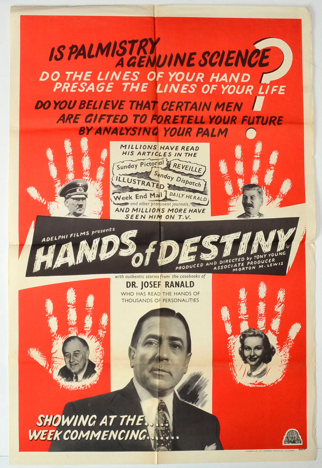 Hands Of Destiny Original Double Crown Poster - Movie Poster