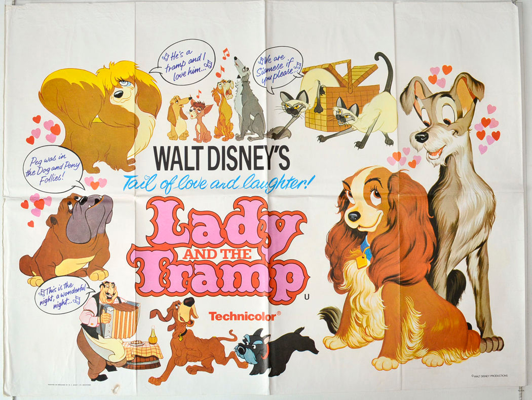 Lady And The Tramp Original British Quad Poster - Movie Poster