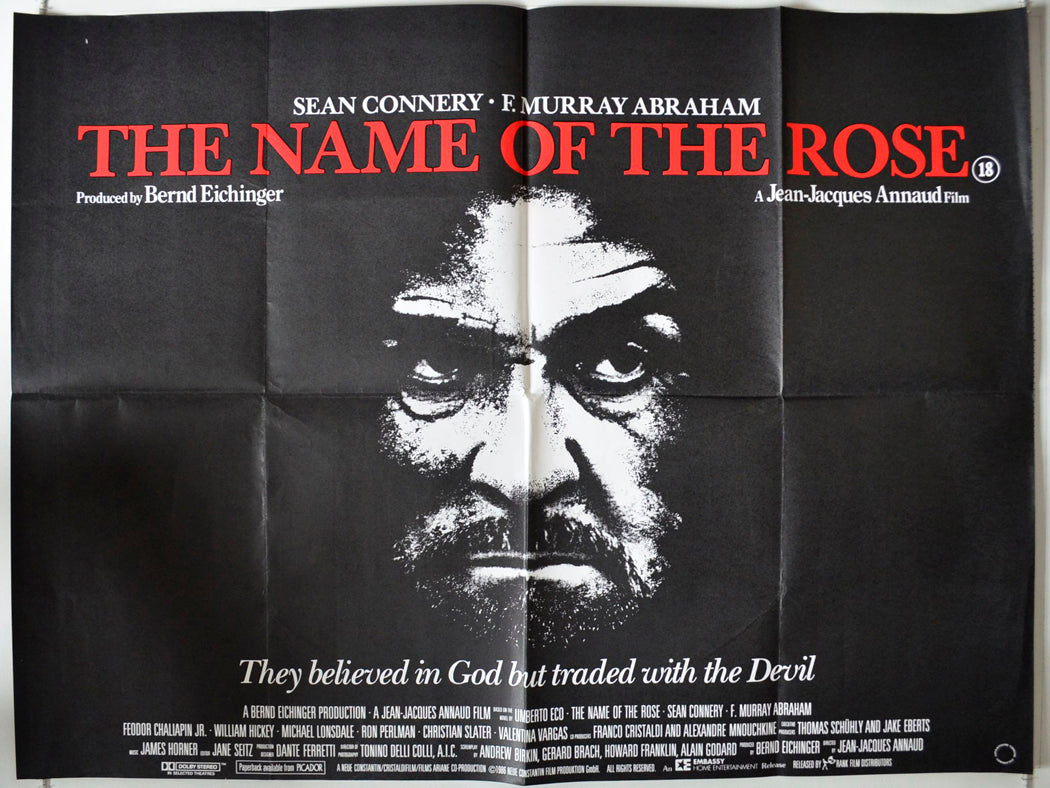 The Name Of The Rose Original British Quad Poster - Movie Poster