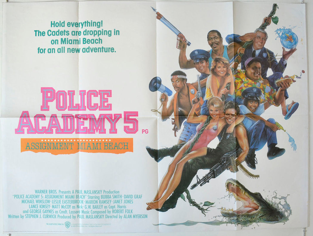 Police Academy 5 : Assignment Miami Beach Original British Quad Poster - Movie Poster