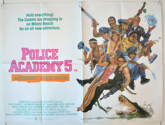 Police Academy 5 : Assignment Miami Beach Original British Quad Poster - Movie Poster