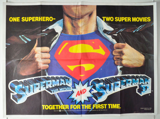 Superman / Superman II  (Double Bill)   Original British Quad Poster - Movie Poster