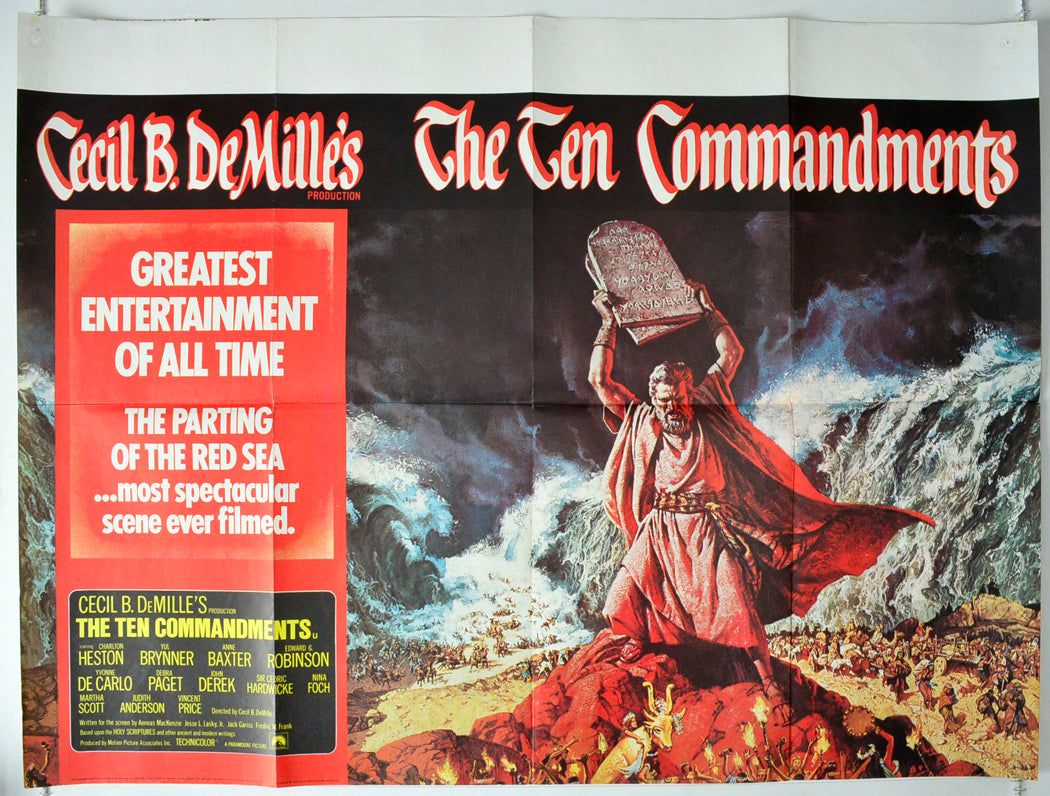 The Ten Commandments   (1972 re-release Poster)  Original British Quad Poster - Movie Poster