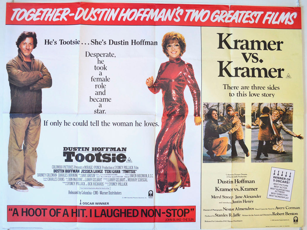 Tootsie / Kramer Vs Kramer   (Double Bill)  Original British Quad Poster - Movie Poster