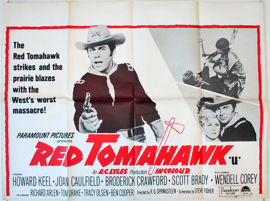 Red Tomahawk Original British Quad Poster - Movie Poster