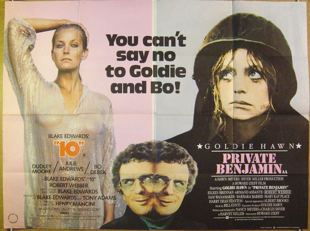 10 / Private Benjamin  Double Bill  Original Quad Movie Poster  