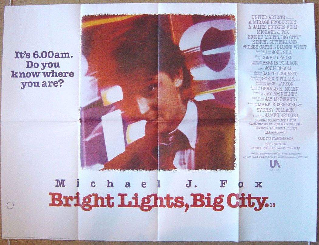 Bright Lights Big City  Original Quad Movie Poster  