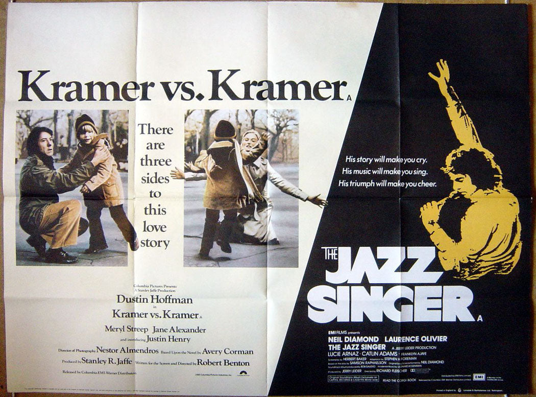 Kramer vs Kramer / The Jazz Singer  Double Bill  Original Quad Movie Poster  