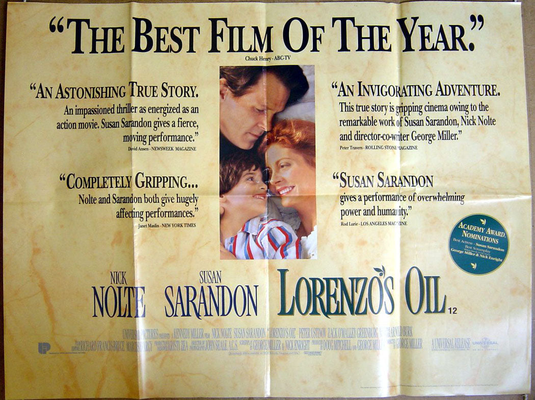 Lorenzo's Oil  Original Quad Movie Poster  