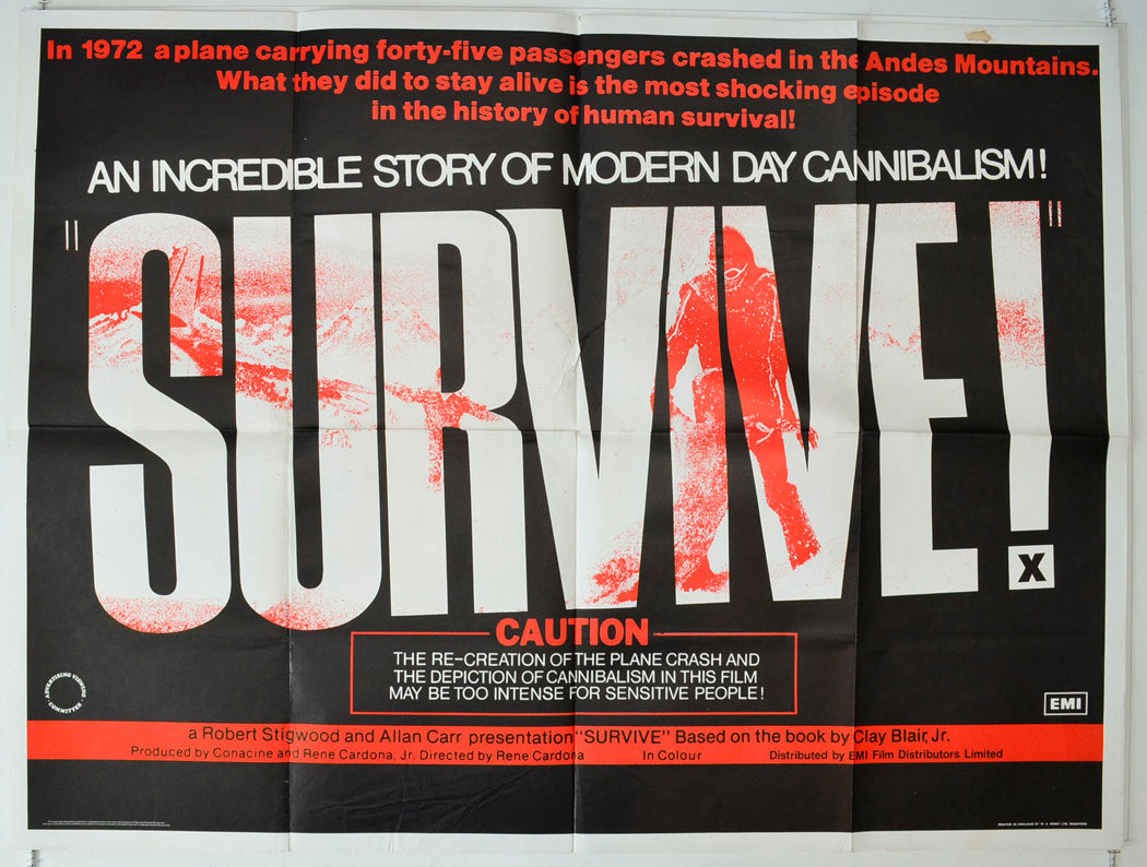 Survive !   (a.k.a. Supervivientes de los Andes)  Original British Quad Poster - Movie Poster