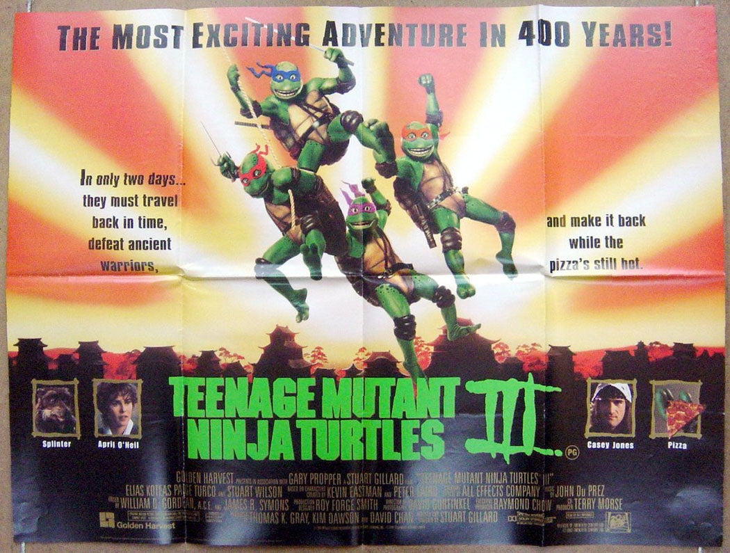 Teenage Mutant Ninja Turtles 3  Original Quad Movie Poster  