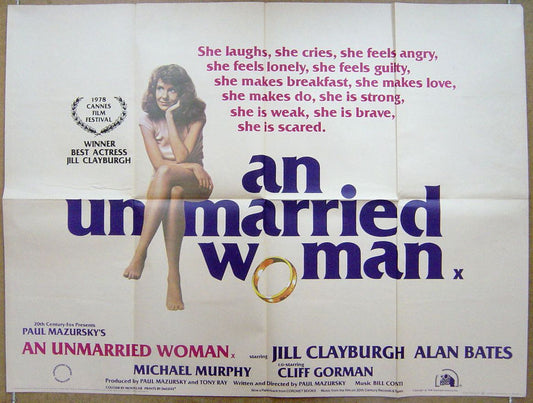 An Unmarried Woman  (Winner For Best Actress Cannes Film Festival 1978)  Original Quad Movie Poster  