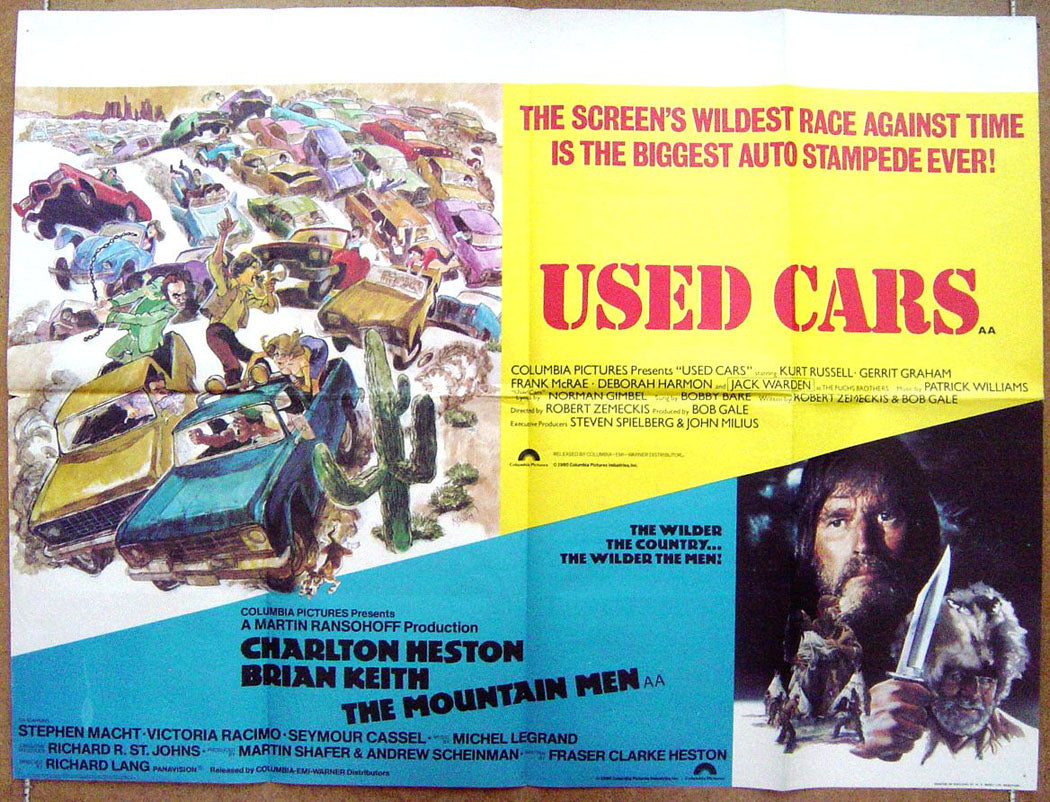 Used Cars / The Mountain Men  (Double Bill)  Original Quad Movie Poster  