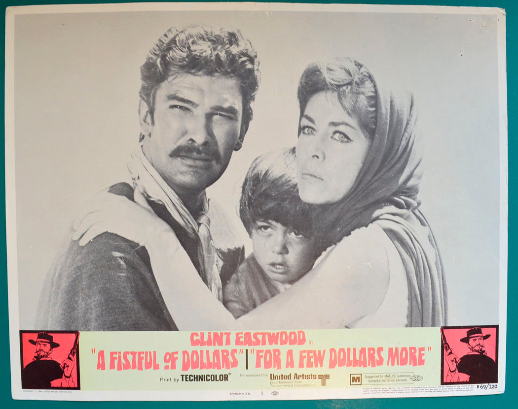 A Fistful Of Dollars / For A Few Dollars More  (Double Bill)   Original USA Cinema Lobby Card 