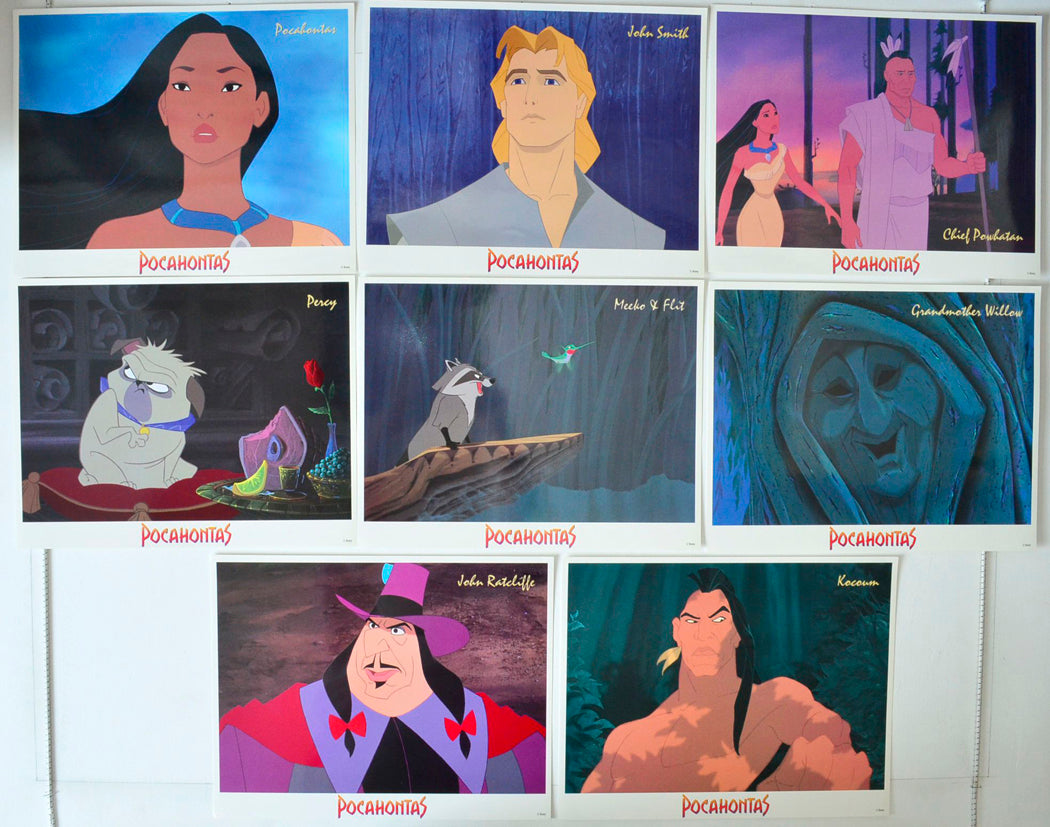 Pocahontas  (Characters Set)   Set of 8 Original USA Cinema Lobby Cards 