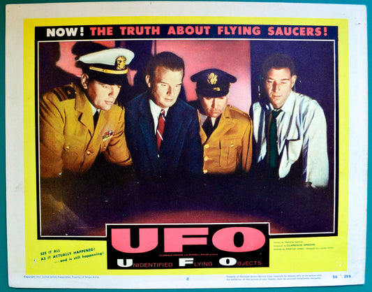 UFO : Unidentified Flying Objects  (a.k.a. Unidentified Flying Objects: The True Story of Flying Saucers)   Original USA Cinema Lobby Card #6 