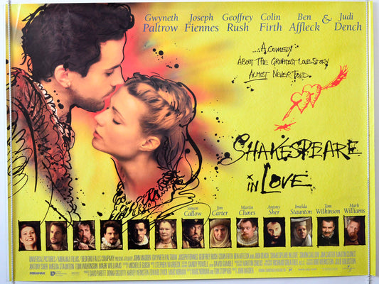 Shakespeare In Love  (Original Yellow Version)   Original British Quad Poster - Movie Poster