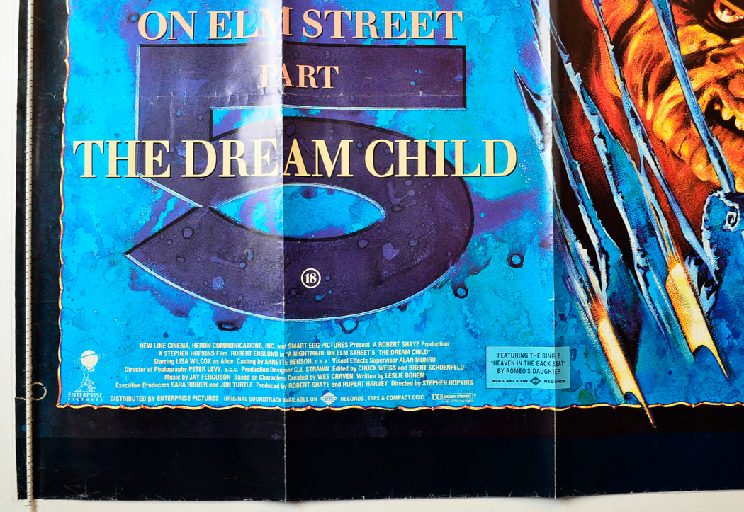 “A Nightmare On Elm Street Part 5 : The Dream Child” Original British Quad Poster - Movie Poster