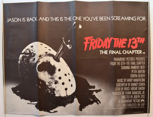 Friday 13th Part 4   Original British Quad Poster - Movie Poster