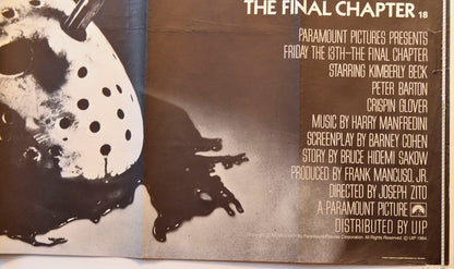 “Friday 13th Part 4”   Original British Quad Poster - Movie Poster