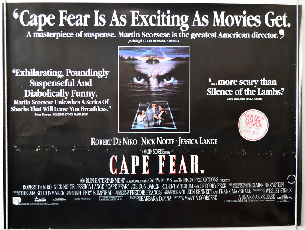 Cape Fear   (Quotes Version)  Original British Quad Poster - Movie Poster