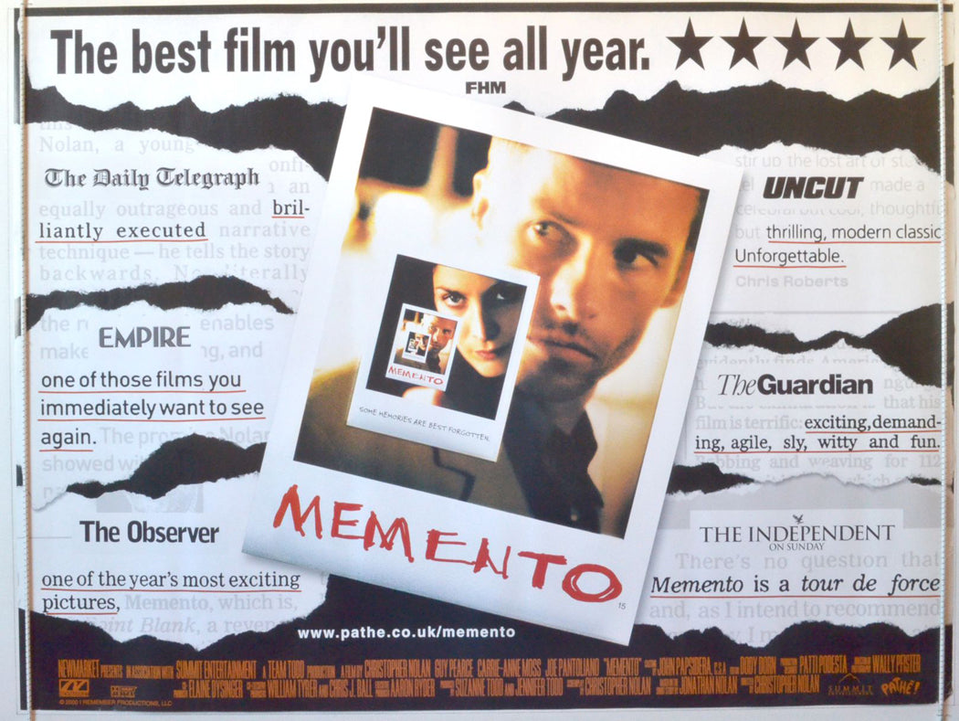 Memento  (Quotes Version)   Original British Quad Poster - Movie Poster