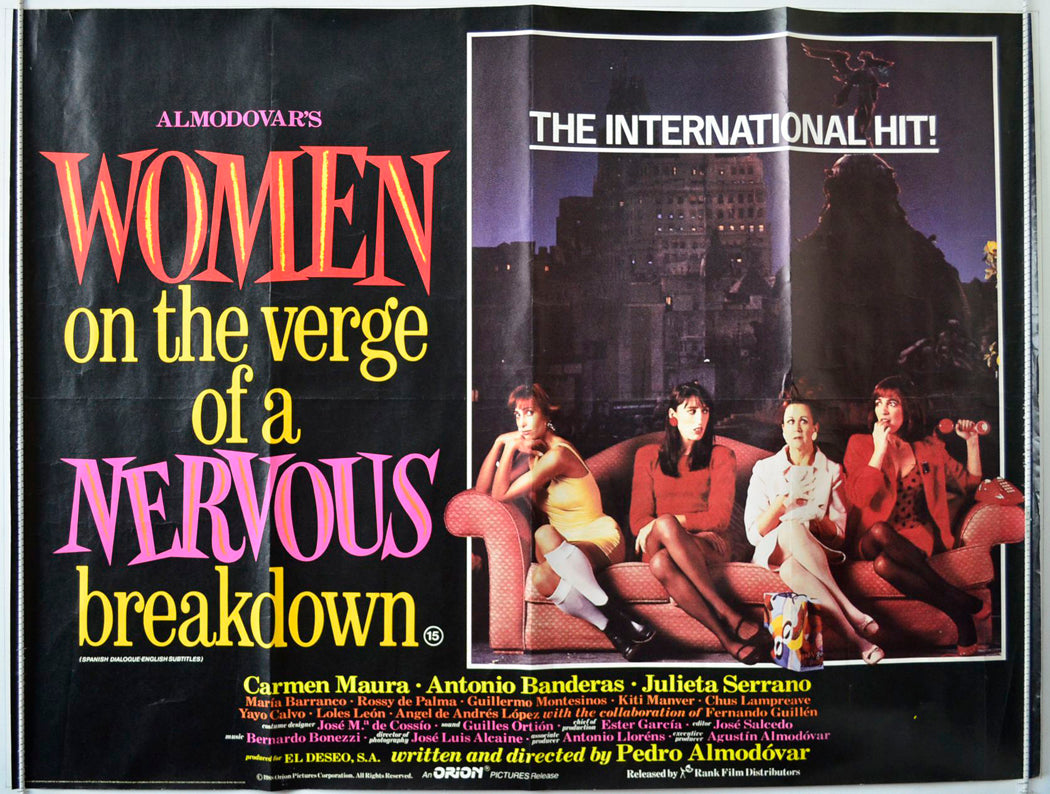 Women On The Verge Of A Nervous Breakdown  (a.k.a. MUJERES AL BORDE DE UN ATAQUE DE NERVIOS)   Original British Quad Poster - Movie Poster