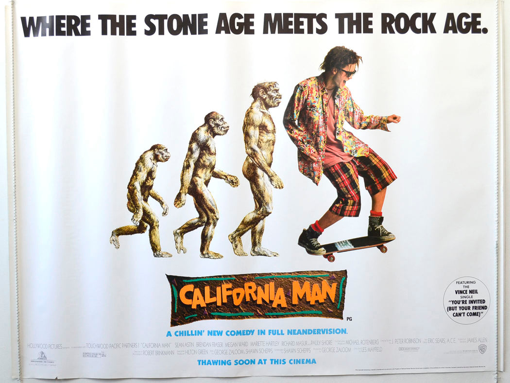 California Man   (a.k.a Encino Man)  Original British Quad Poster - Movie Poster